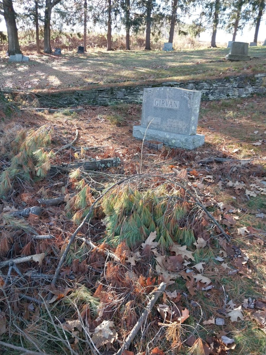 The pile of debris dropped upon the Girvan family burial plot.